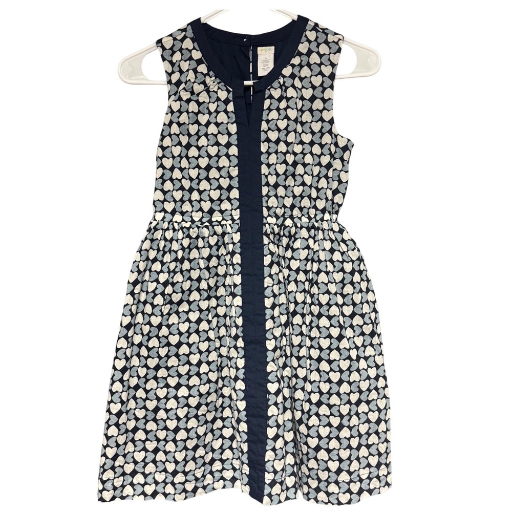 Crewcuts‎ by J.Crew Girls Heart Print Navy Blue A-Line Dress Size 10 Valentine